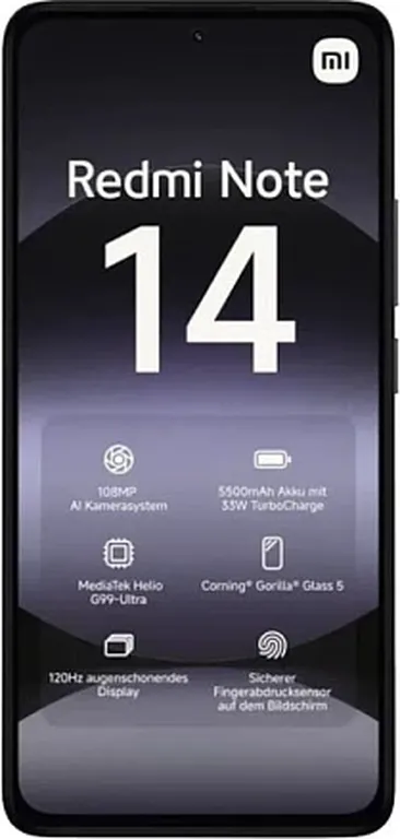 Смартфон Xiaomi Redmi Note 14 4G 8/128GB (Чёрный, 8 ГБ, 128 ГБ)