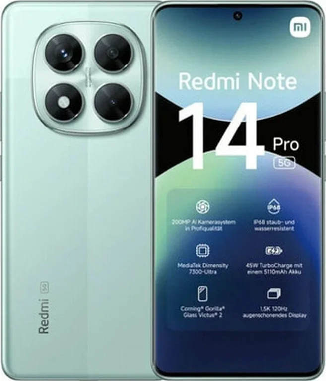 Смартфон Xiaomi Redmi Note 14 Pro 5G 12/512Gb Coral Green (Global Version)