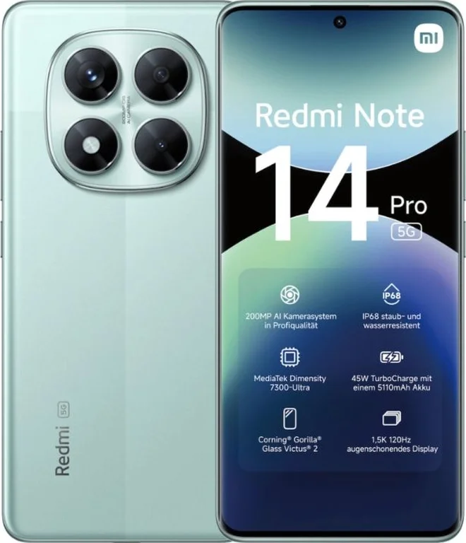 Смартфон Xiaomi Redmi Note 14 Pro 5G 8/256Gb Coral Green (Global Version)