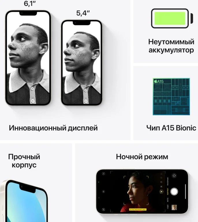 Смартфон Apple iPhone 13 128Gb Сияющая звезда